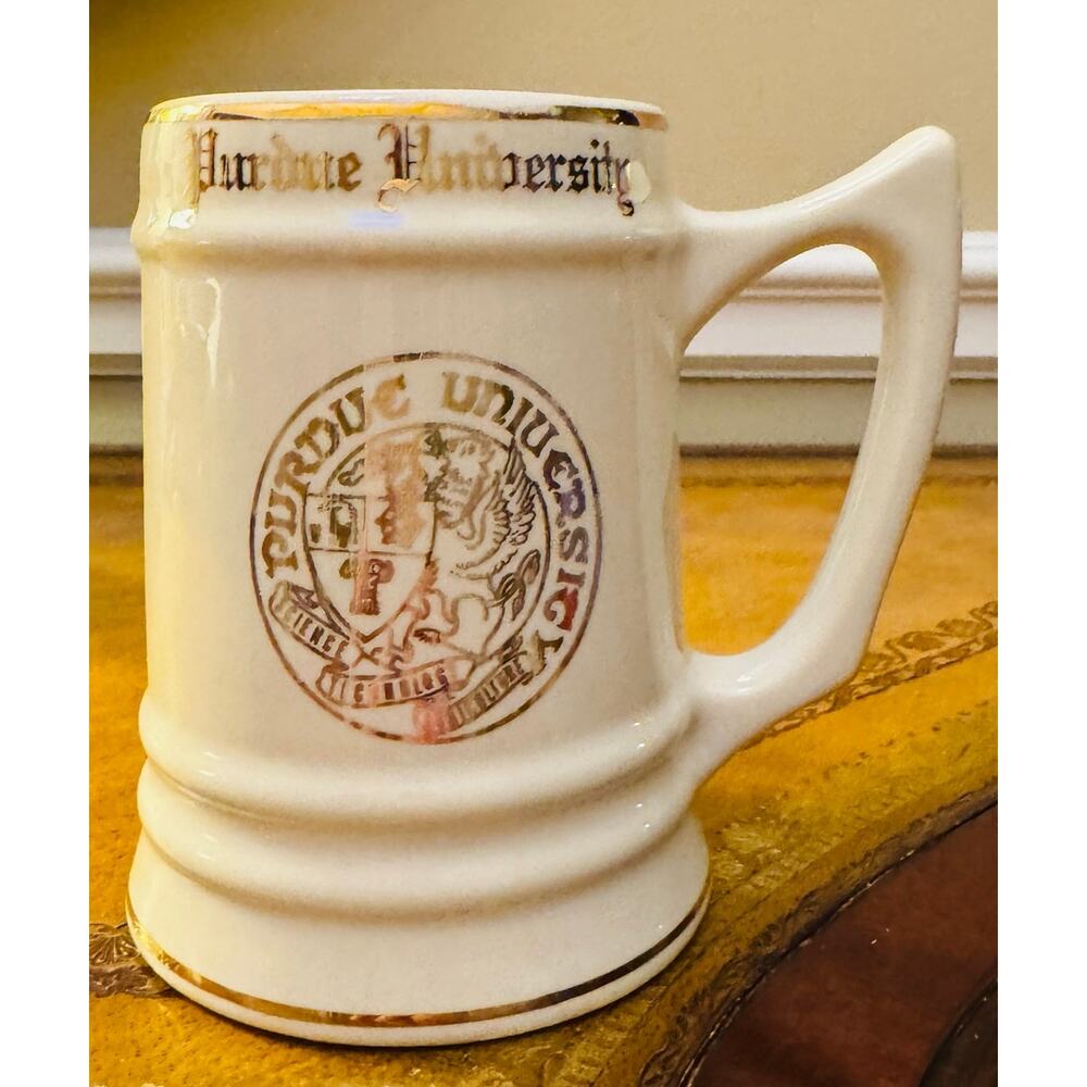 Purdue University Boilermakers VTG Gold Tankard Beer Stein Mug USA WC Bunting
